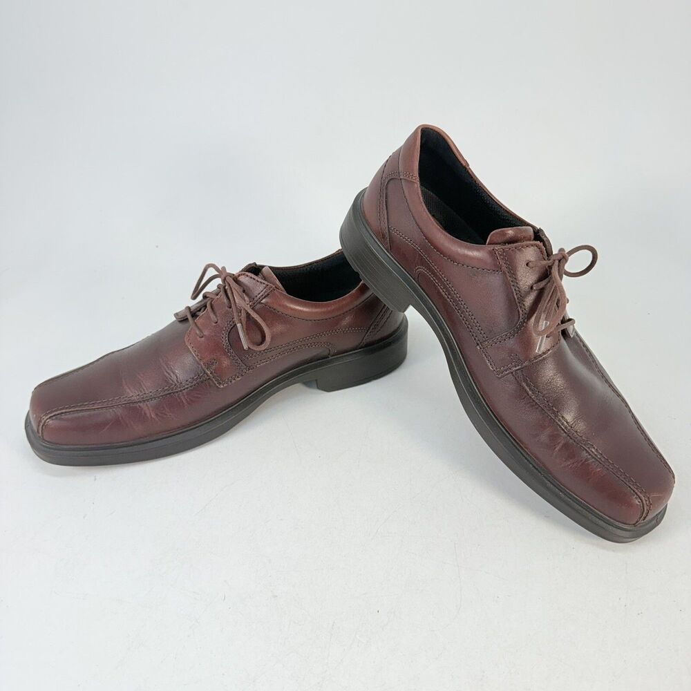 Ecco Shoes Mens 9.5-10 Helsinki Brown Leather Derby Comfort Casual Dress Shoe 43